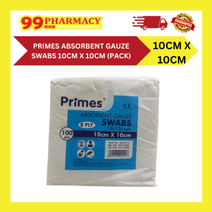 PRIMES Absorbent Gauze Swabs 10cm x 10cm Pack