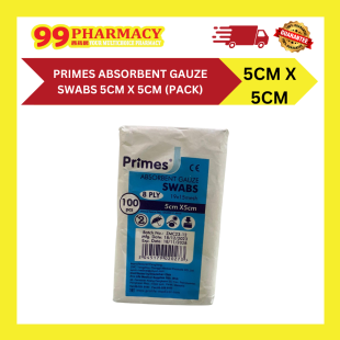 PRIMES Absorbent Gauze Swabs 5cm x 5cm Pack