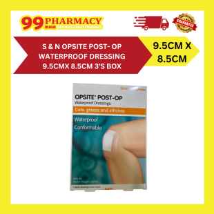S & N OPSITE Post-Op Waterproof Dressing 9.5cm X 8.5cm 3'S Box
