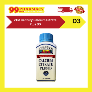 21st Century Calcium Citrate Plus D3 120s